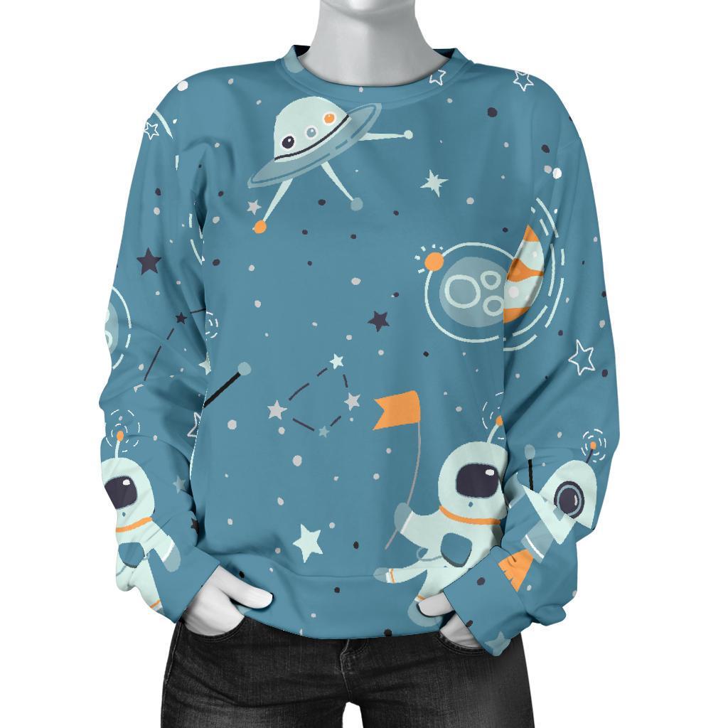 Space Astronaut Pattern Print Women's Sweatshirt-grizzshop