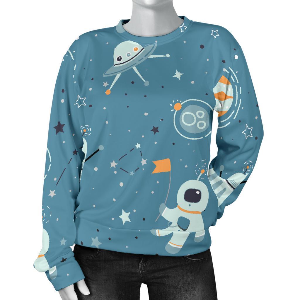 Space Astronaut Pattern Print Women's Sweatshirt-grizzshop