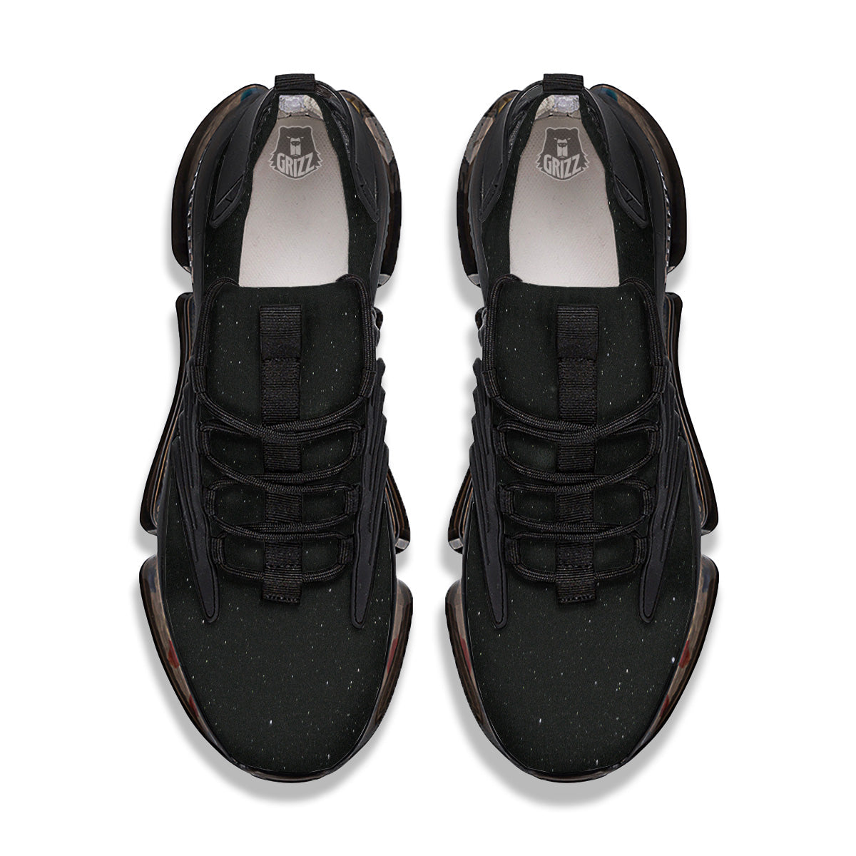 Space Black Print Black Gym Shoes-grizzshop