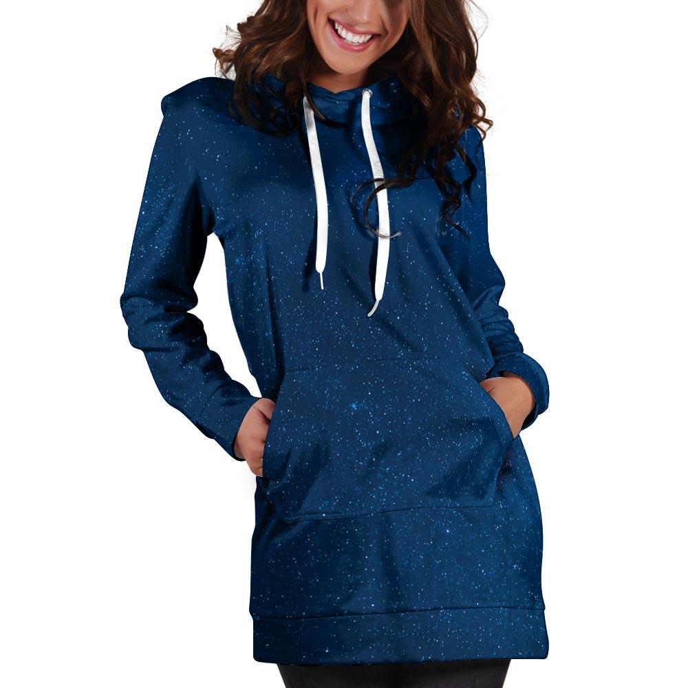 Space Blue Galaxy Hoodie Dress-grizzshop