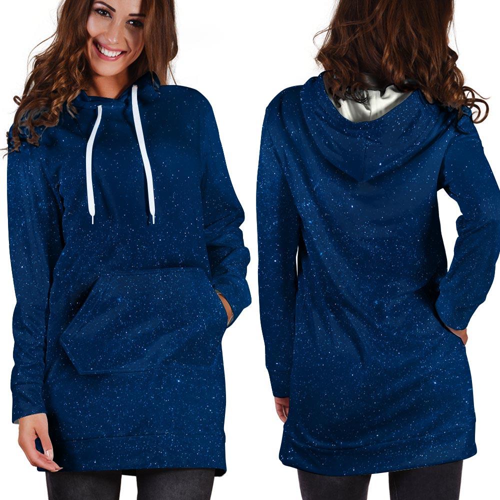 Space Blue Galaxy Hoodie Dress-grizzshop