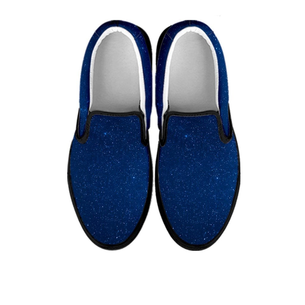 Space Blue Galaxy Women's Slip On Sneakers-grizzshop