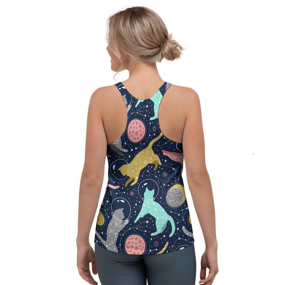 Space Cat Print Women's Racerback Tank Top-grizzshop