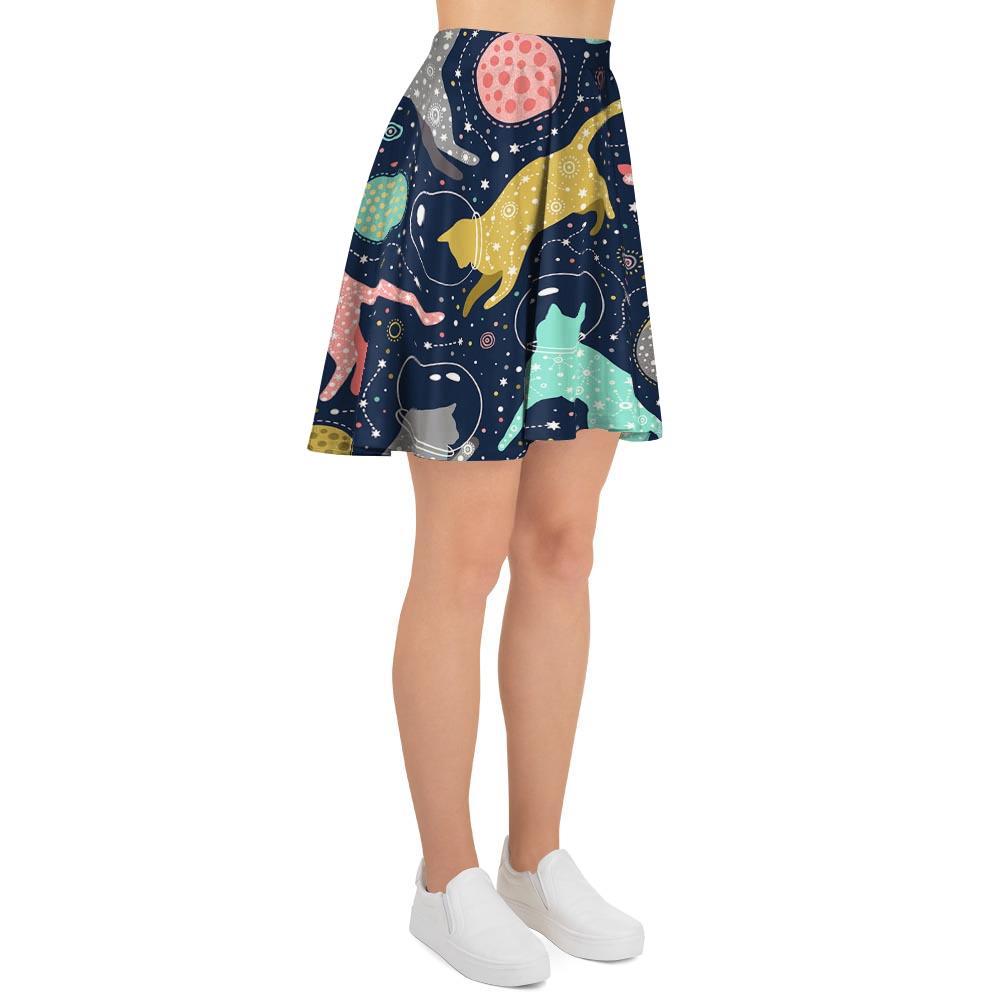 Space Cat Print Women's Skirt-grizzshop