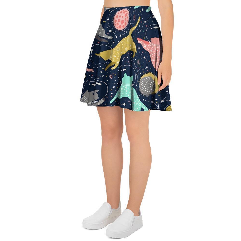 Space Cat Print Women's Skirt-grizzshop
