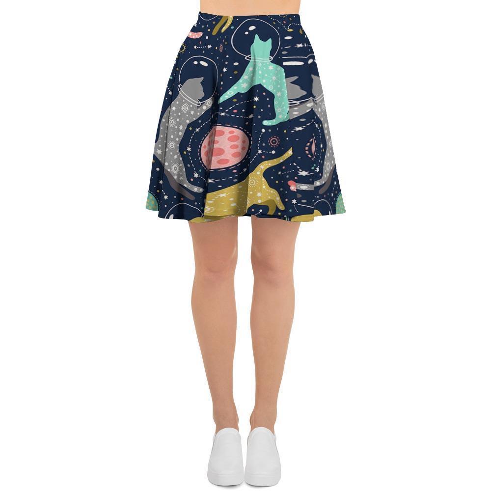 Space Cat Print Women's Skirt-grizzshop