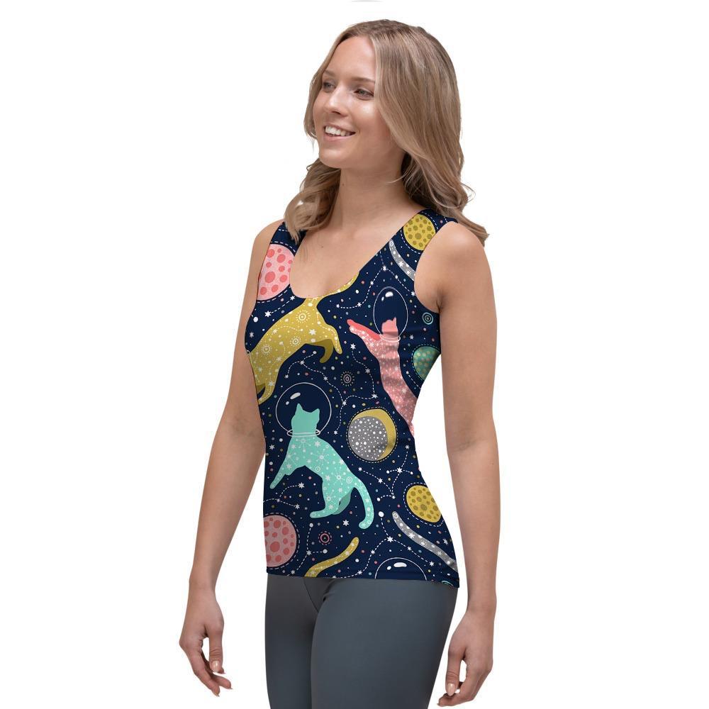 Space Cat Print Women's Tank Top-grizzshop