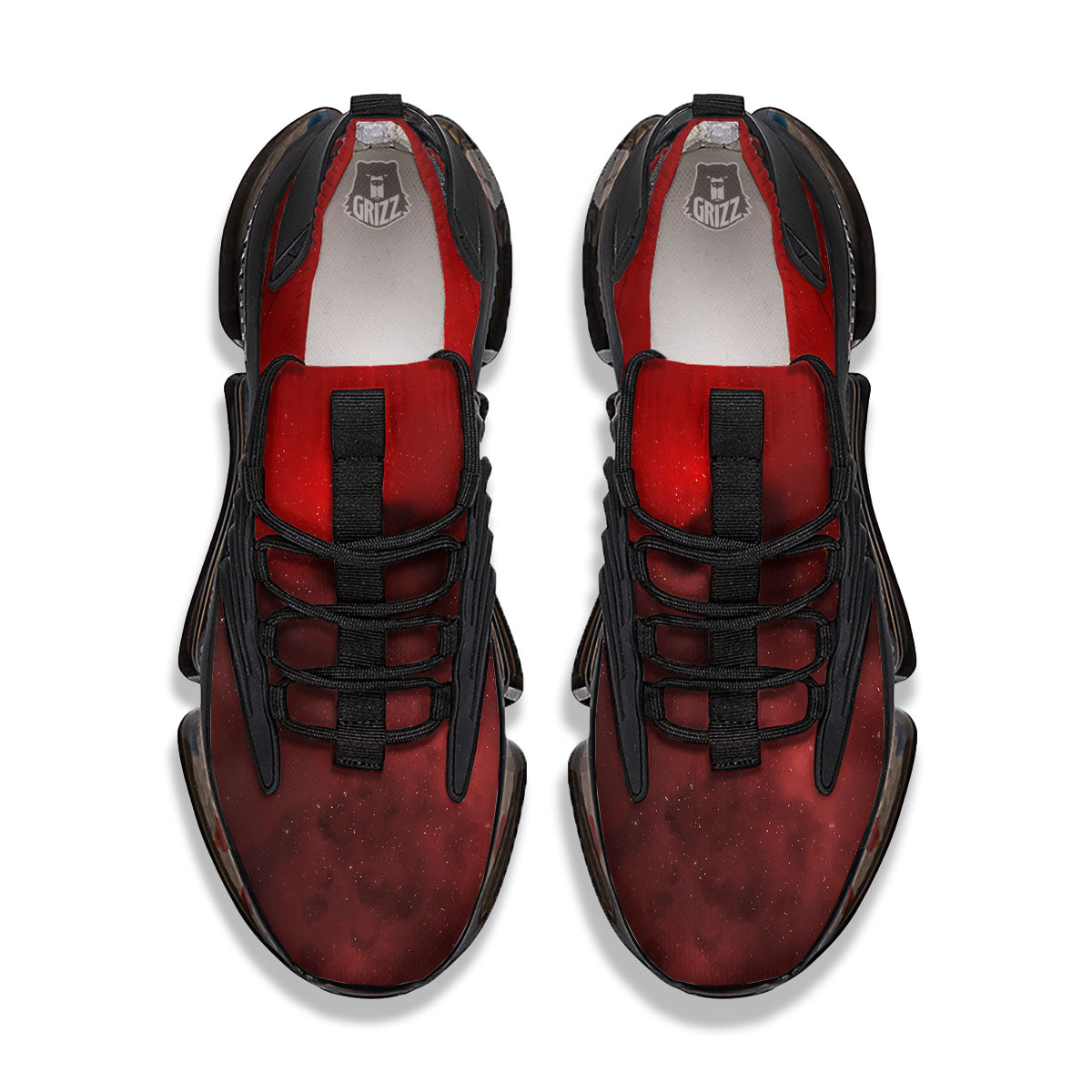 Space Cloud Red Galaxy Print Black Gym Shoes-grizzshop