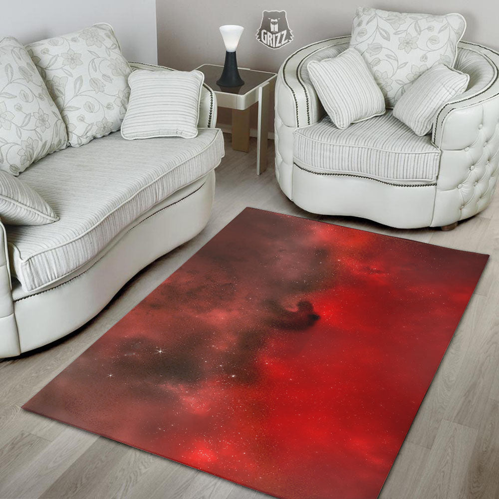 Space Cloud Red Galaxy Print Floor Mat-grizzshop