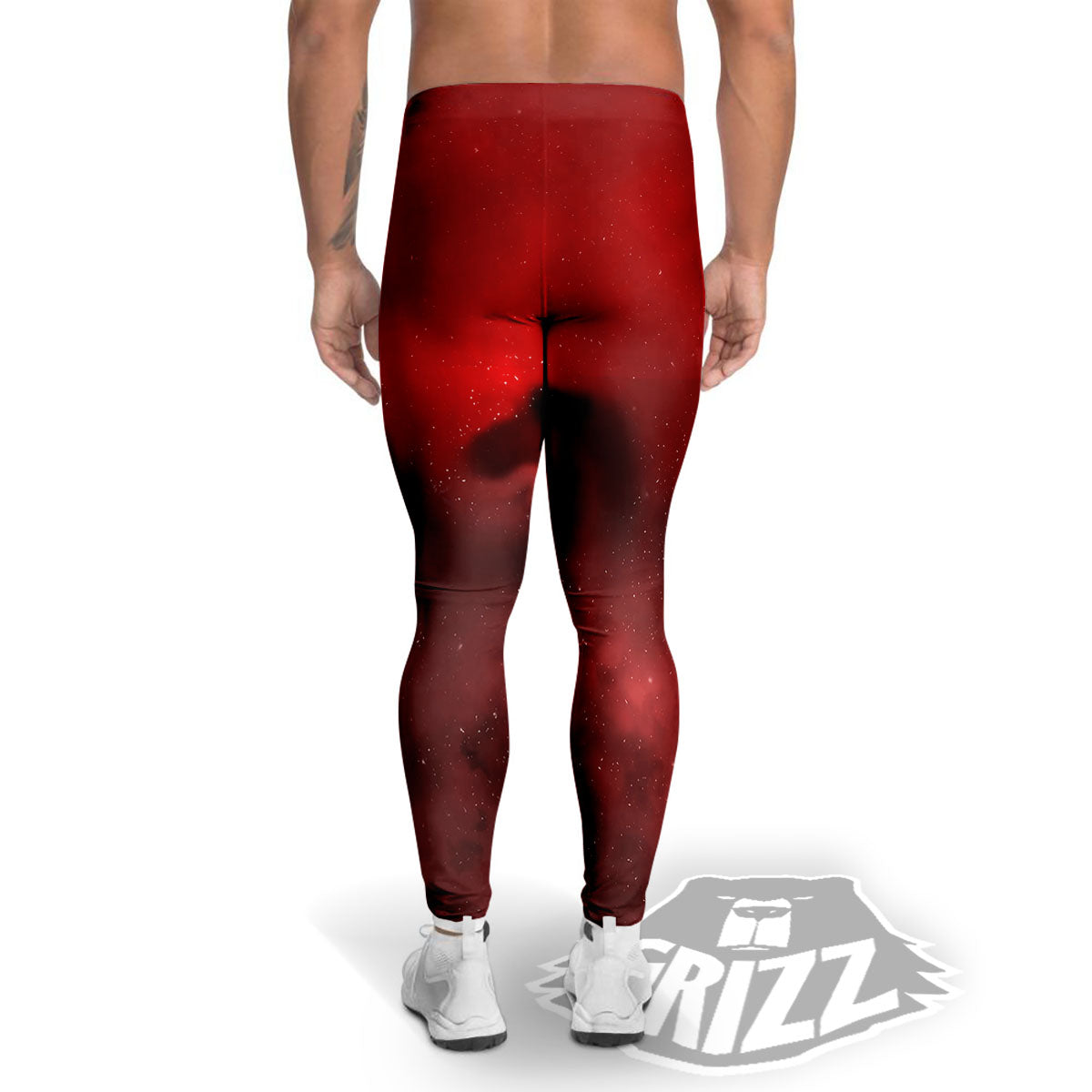 Space Cloud Red Galaxy Print Men's Leggings-grizzshop