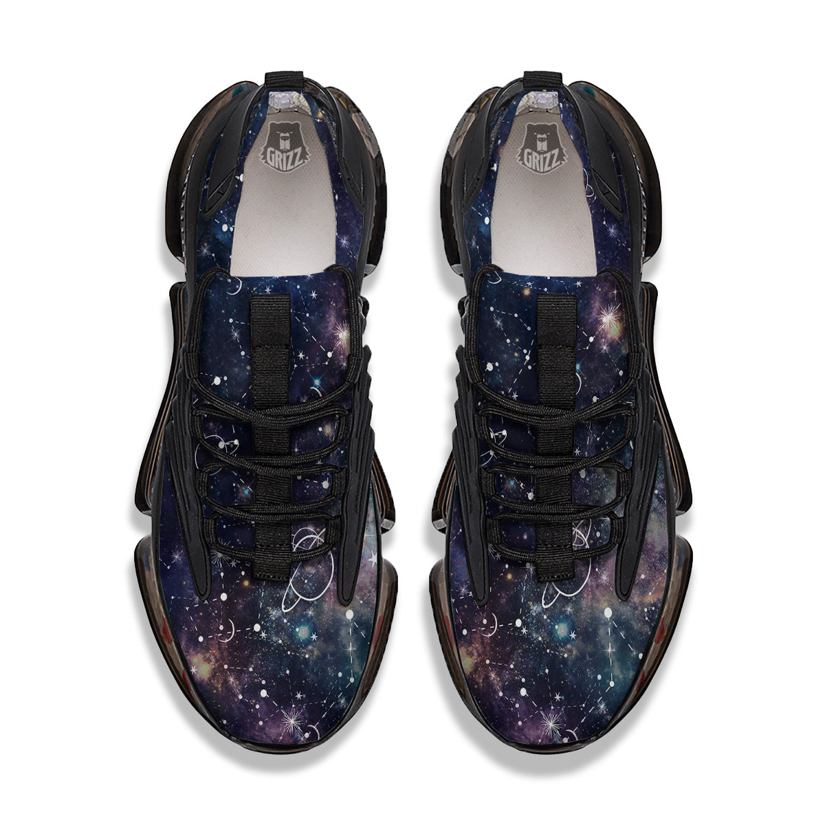 Space Constellation Galaxy Print Black Gym Shoes-grizzshop