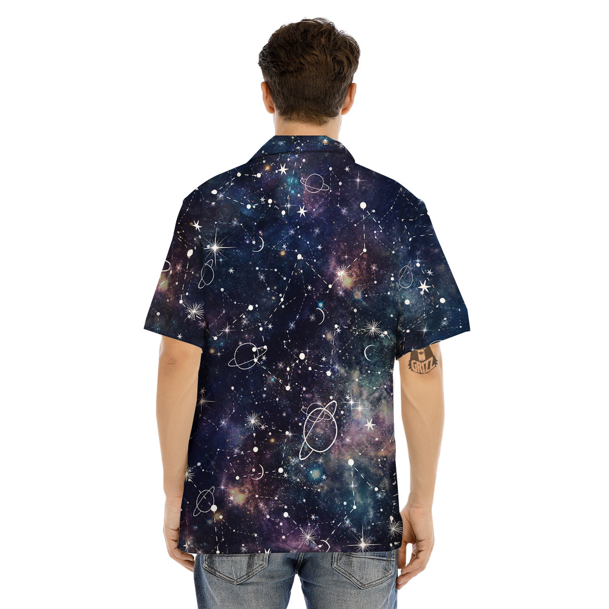 Space Constellation Galaxy Print Men's Hawaiian Shirt-grizzshop