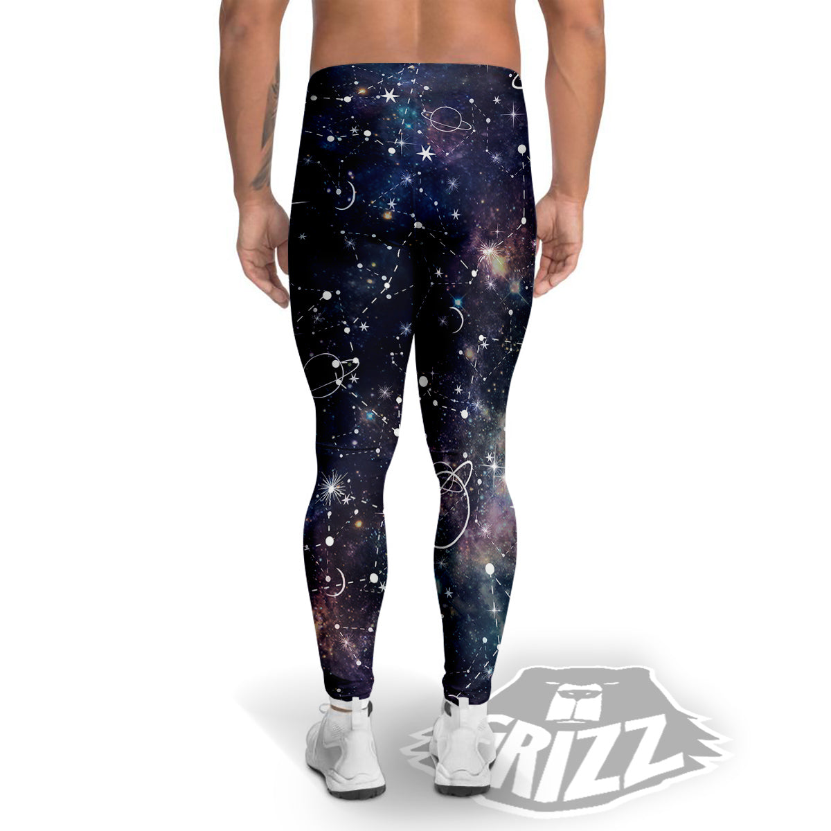 Space Constellation Galaxy Print Men's Leggings-grizzshop