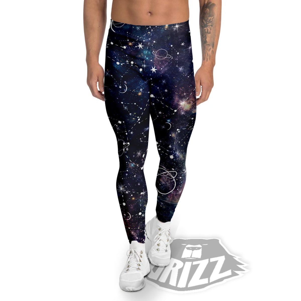 Space Constellation Galaxy Print Men's Leggings-grizzshop