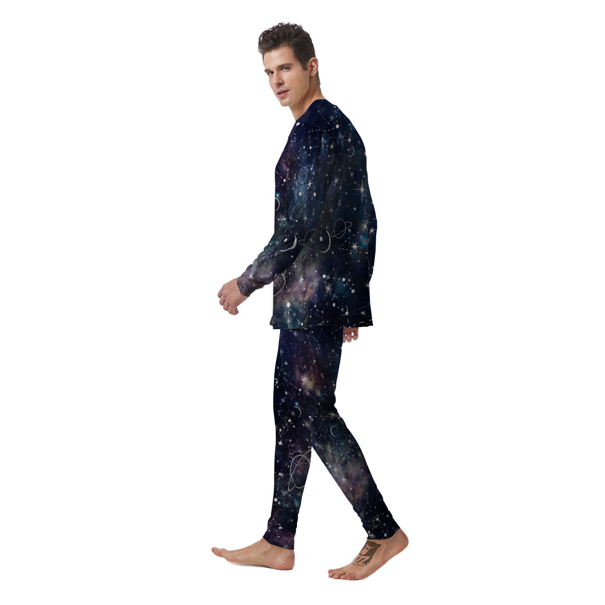 Space Constellation Galaxy Print Men's Pajamas-grizzshop