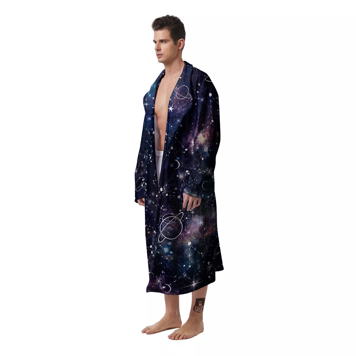 Space Constellation Galaxy Print Men's Robe-grizzshop