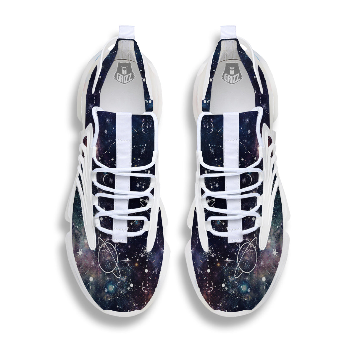 Space Constellation Galaxy Print White Gym Shoes-grizzshop
