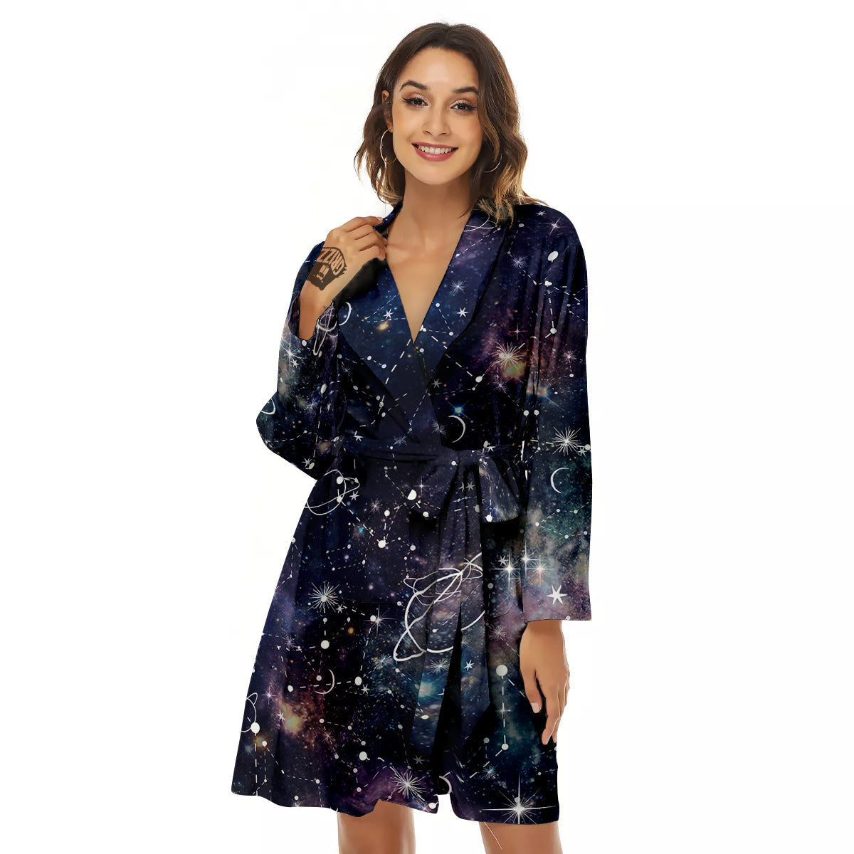 Space Constellation Galaxy Print Women's Robe-grizzshop