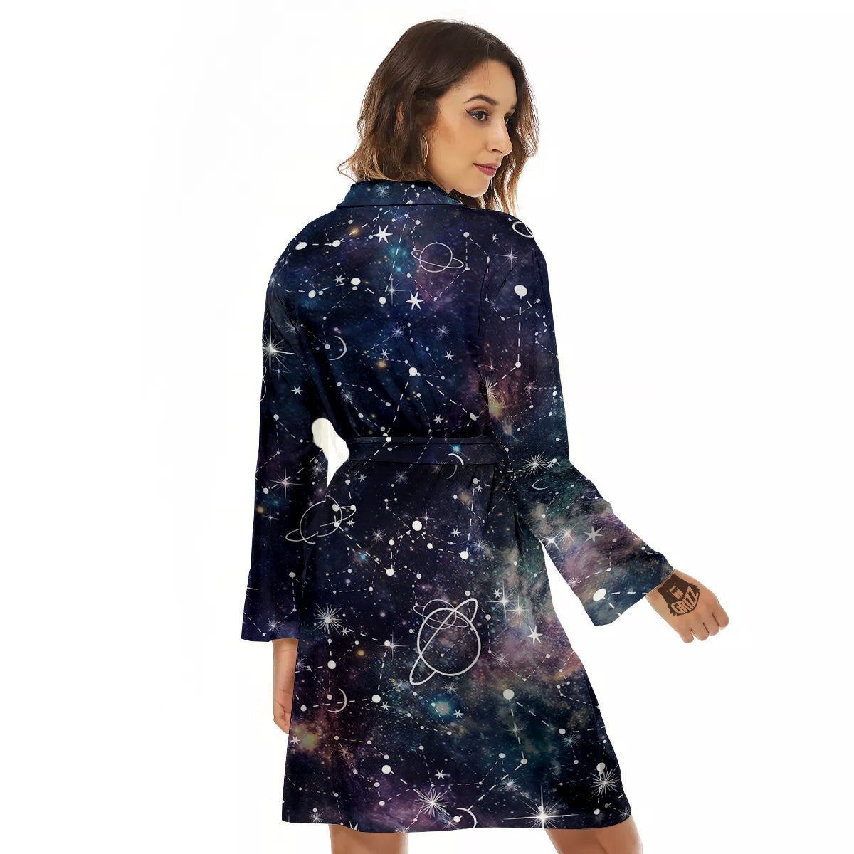 Space Constellation Galaxy Print Women's Robe-grizzshop