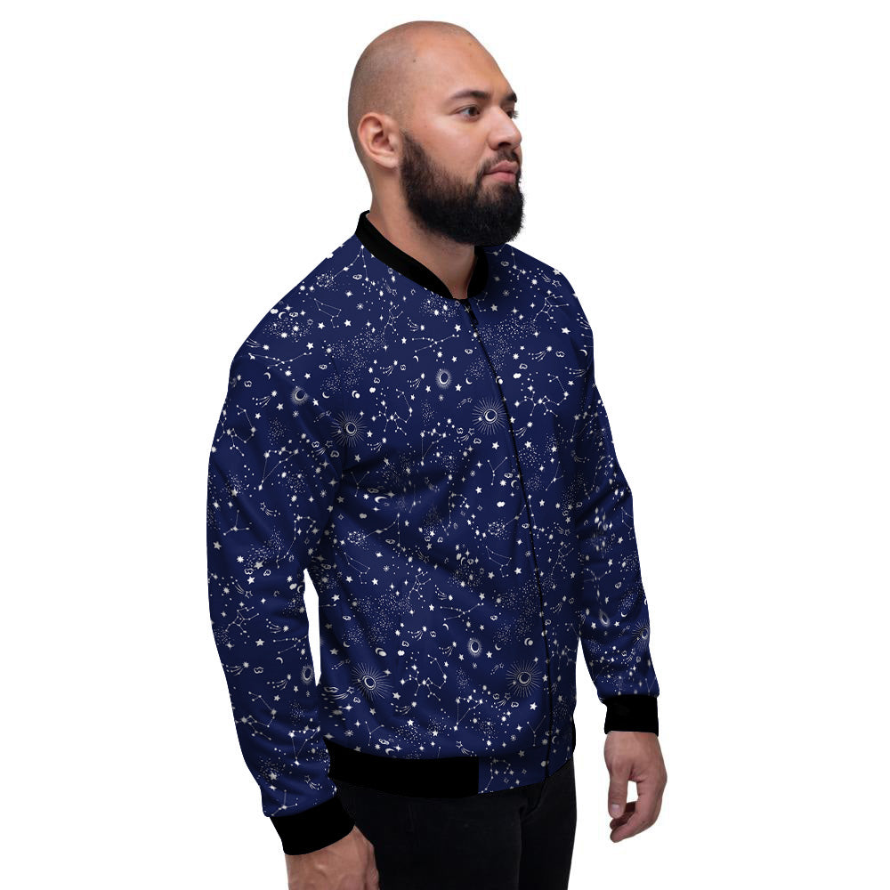 Space Constellation Print Pattern Men's Bomber Jacket-grizzshop