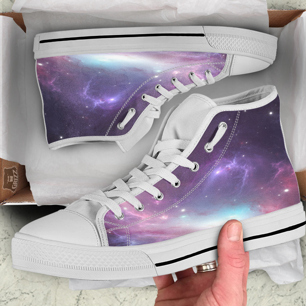 Space Cosmic Print White High Top Shoes-grizzshop