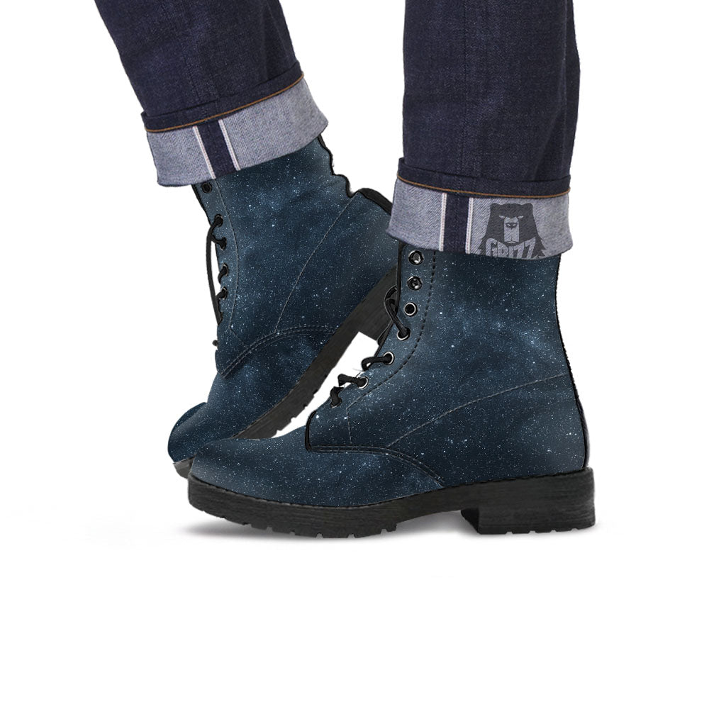 Space Dark Print Leather Boots-grizzshop