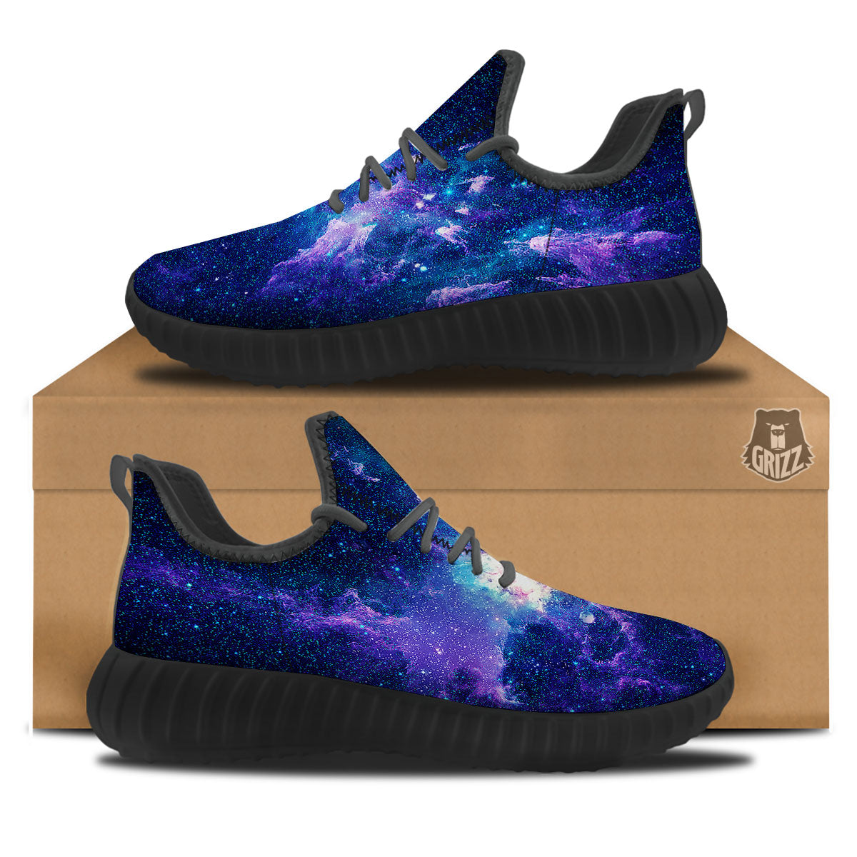 Space Deep Print Black Walking Shoes-grizzshop