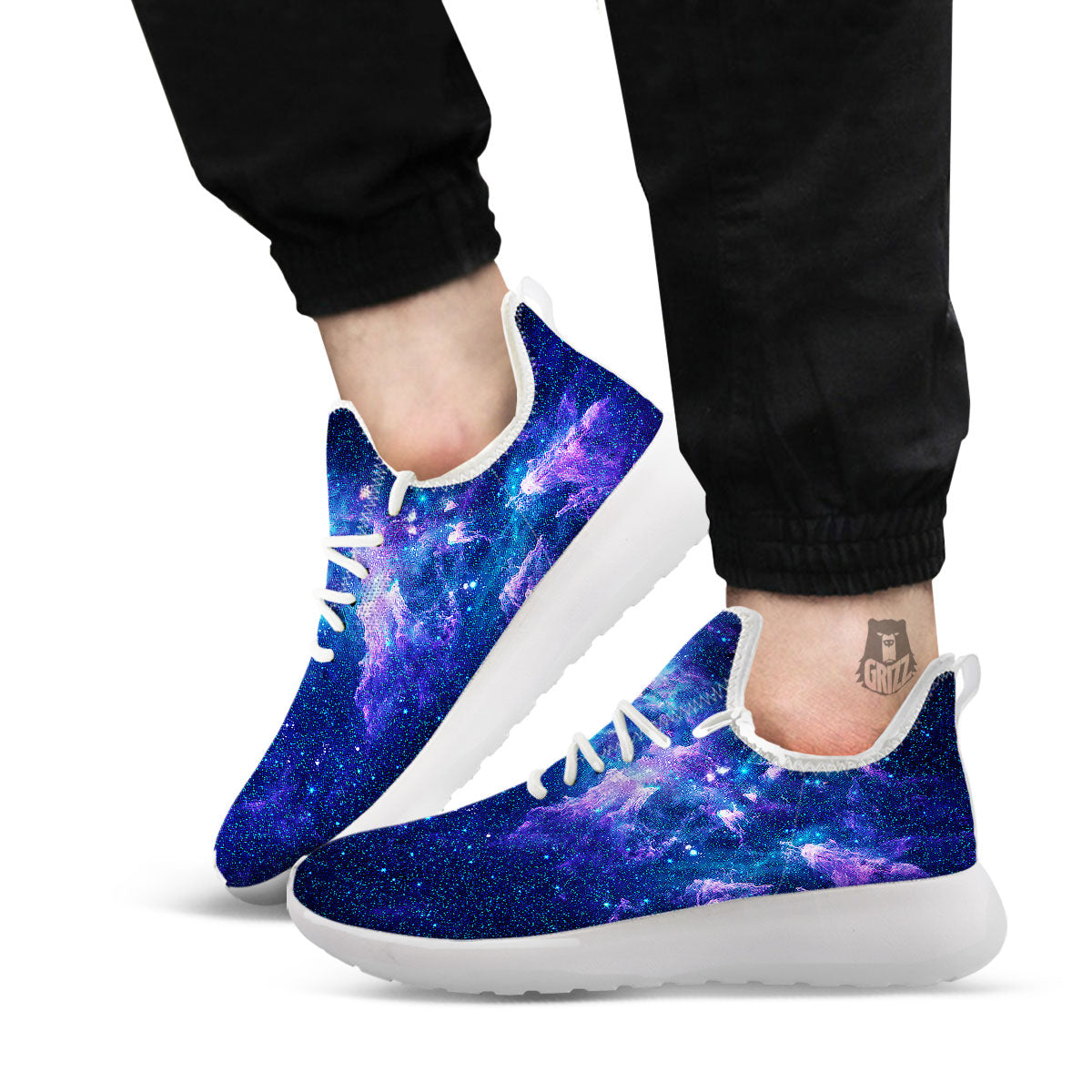 Space Deep Print White Athletic Shoes-grizzshop