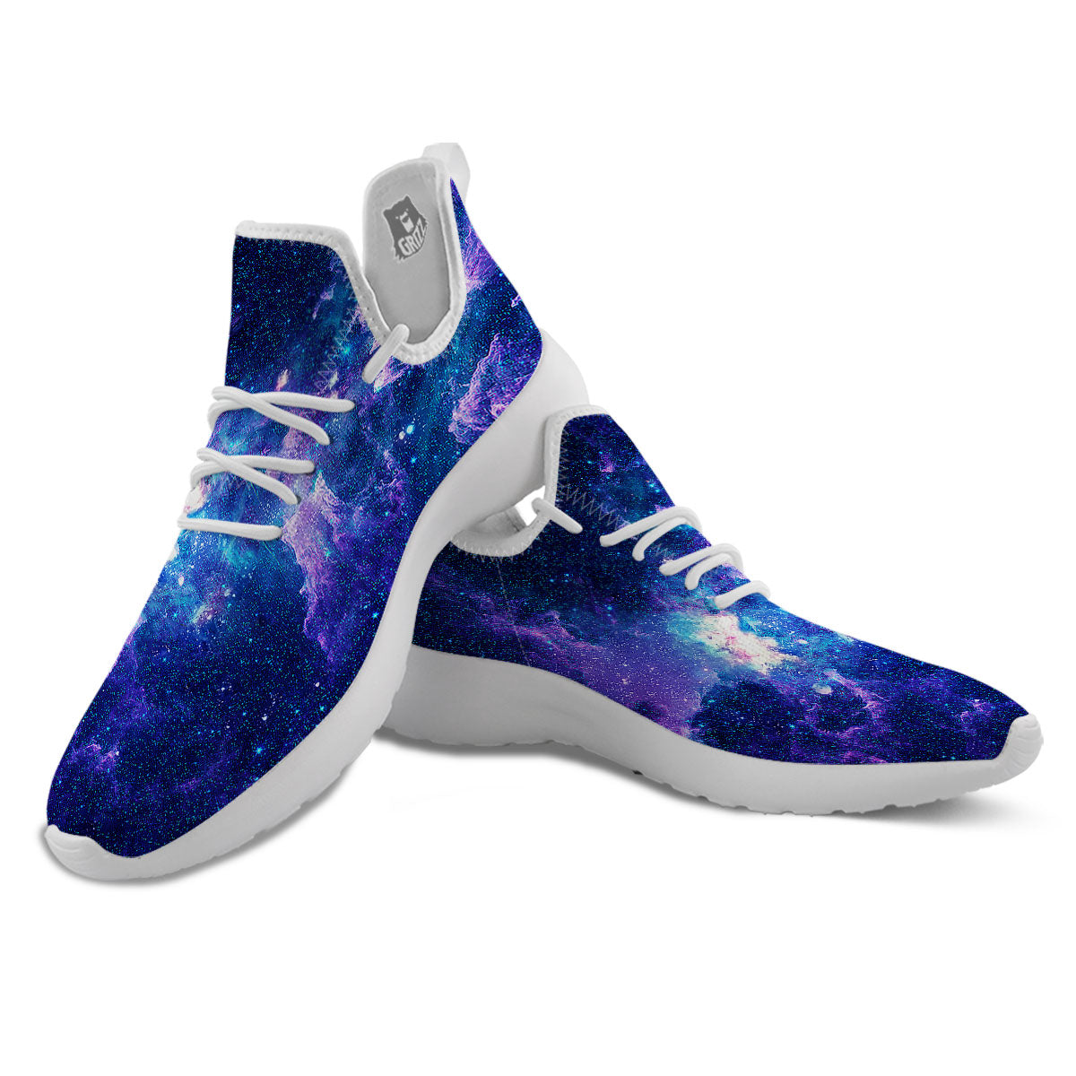 Space Deep Print White Athletic Shoes-grizzshop