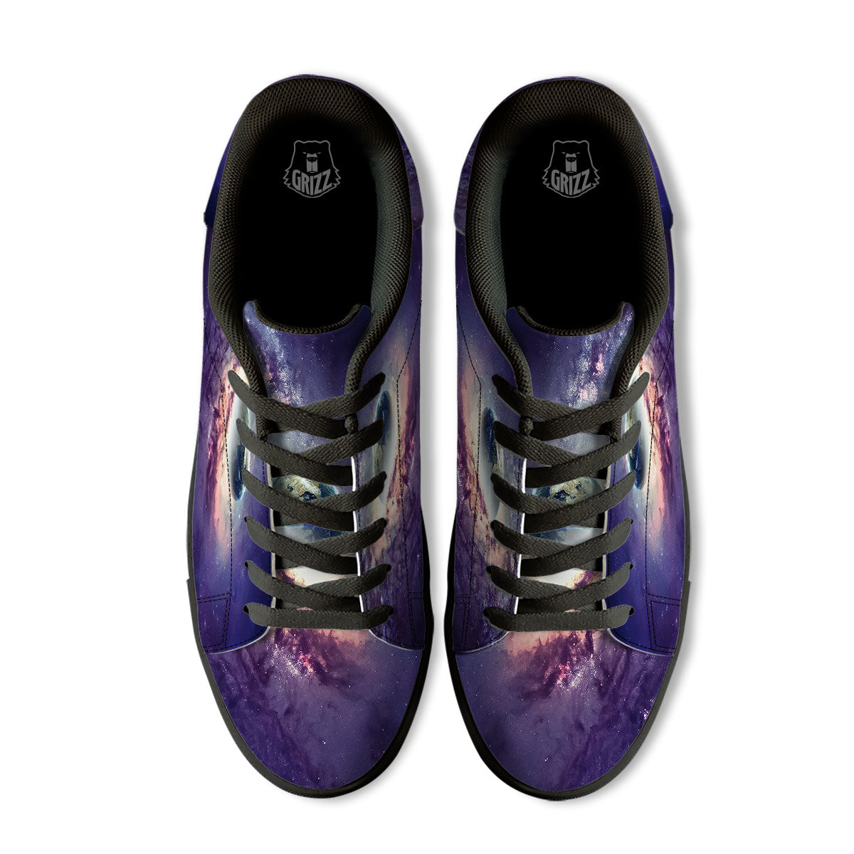 Space Endless Print Black Low Top Sneakers-grizzshop