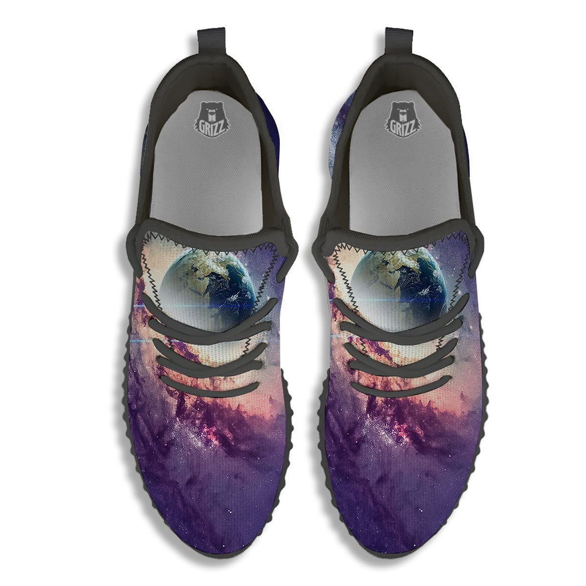 Space Endless Print Black Walking Shoes-grizzshop