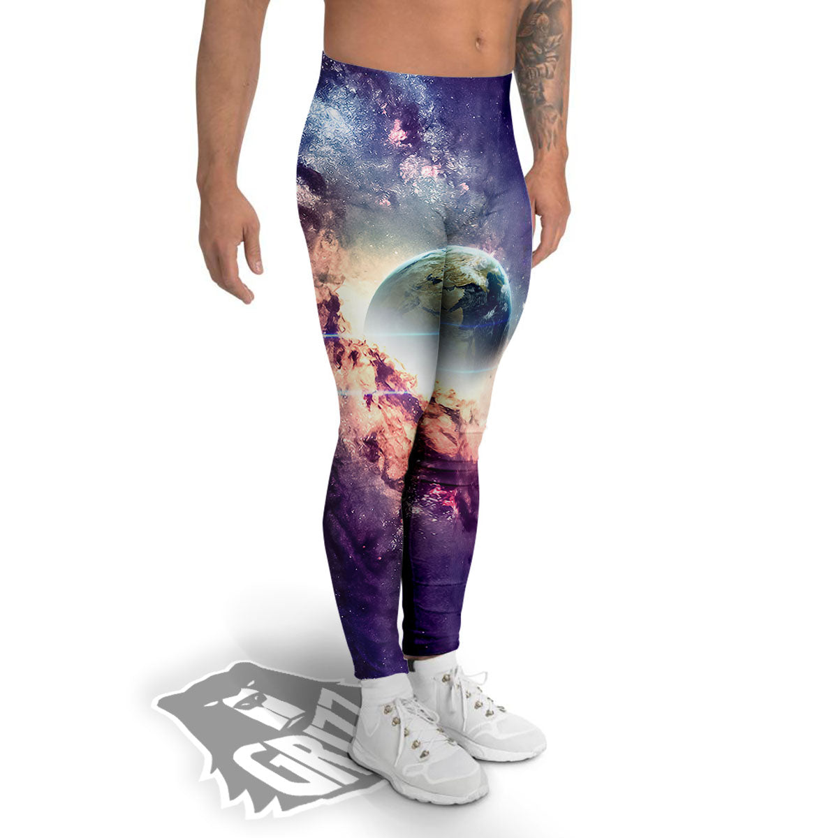 Space Endless Print Men's Leggings-grizzshop