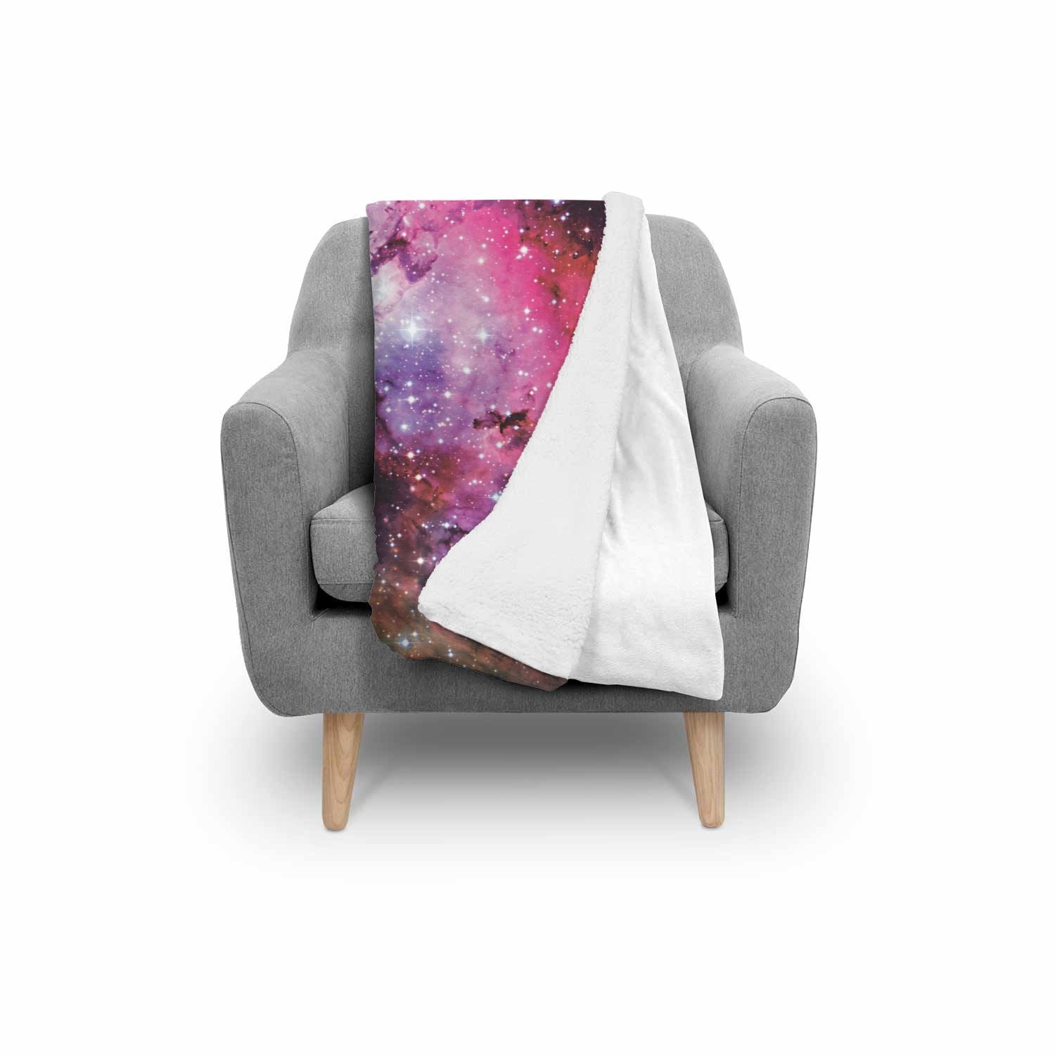 Space Galaxy Purple Stardust Print Throw Blanket-grizzshop