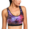 Space Galaxy Purple Stardust Print Women Sports Bra-grizzshop