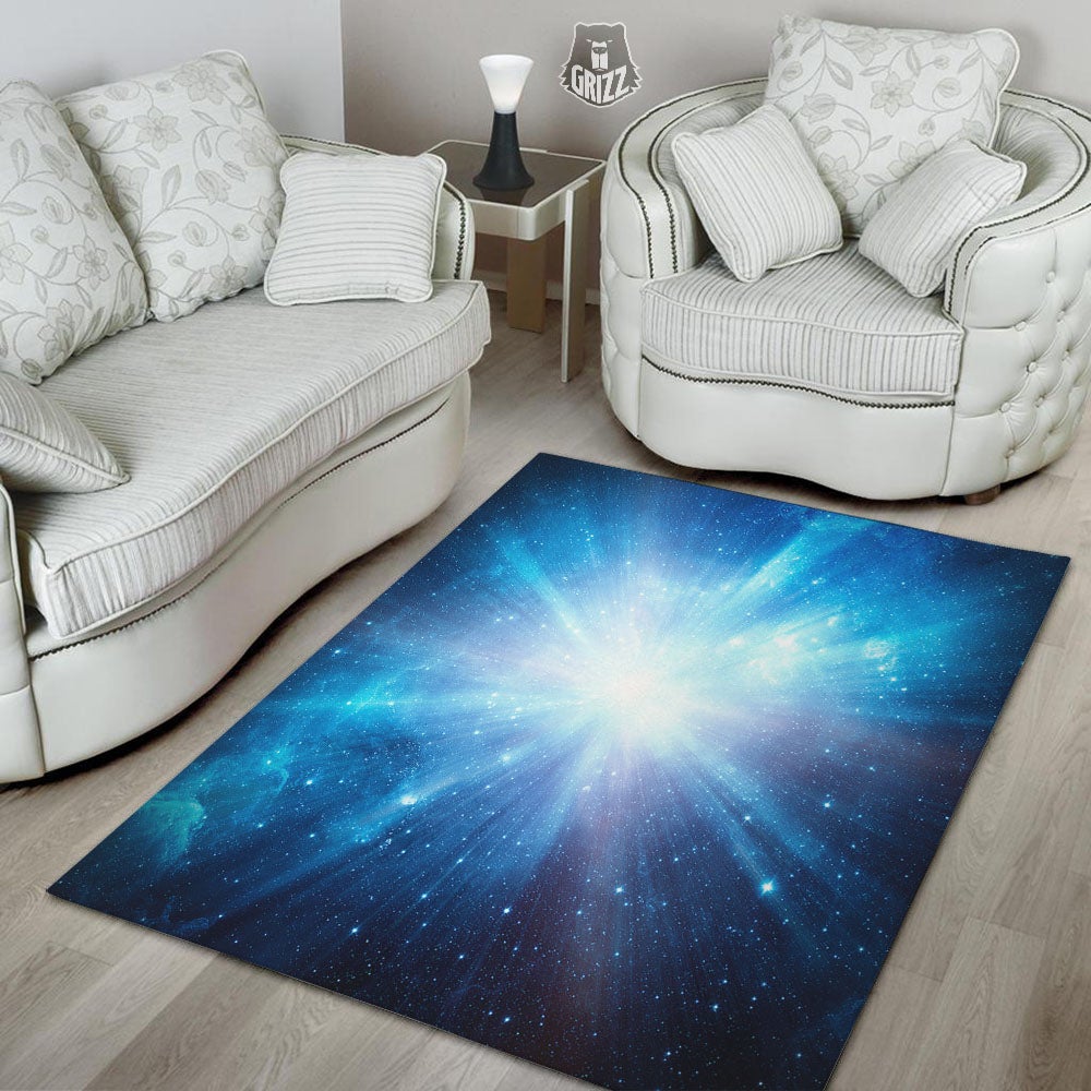 Space Light Blue Print Floor Mat-grizzshop