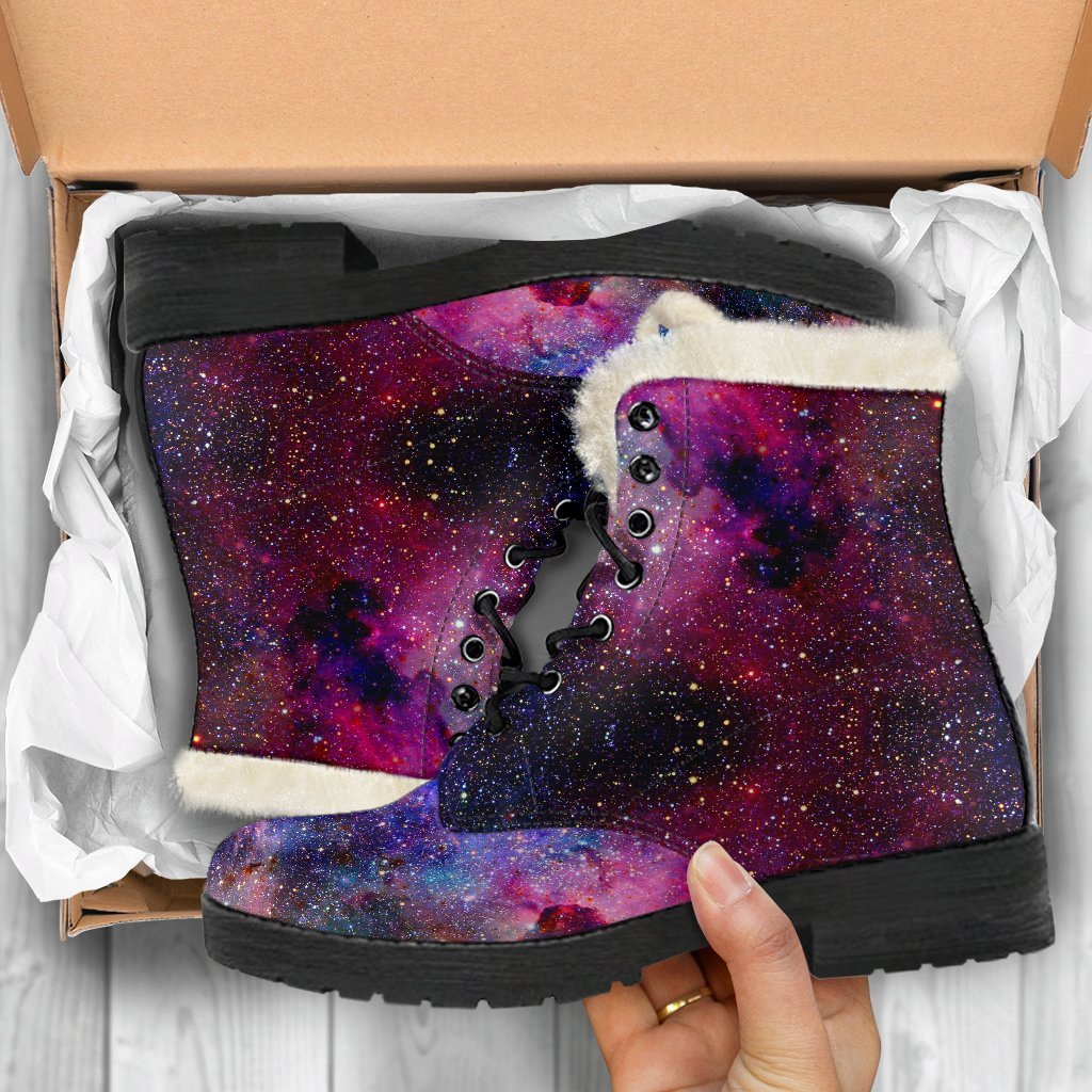 Space Milky Way Galaxy Print Comfy Winter Boots-grizzshop