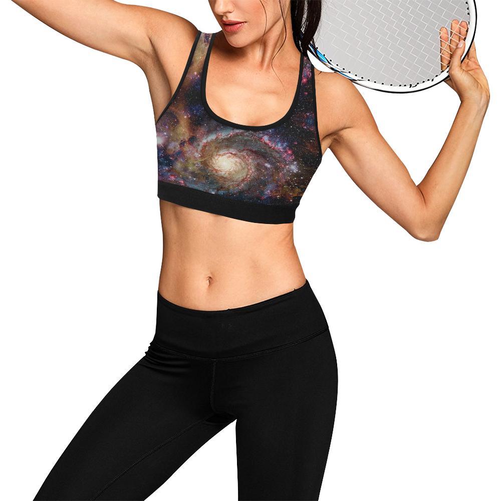 Space Milky Way Galaxy Print Women Sports Bra-grizzshop