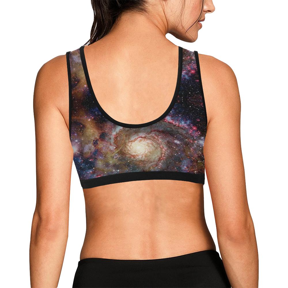Space Milky Way Galaxy Print Women Sports Bra-grizzshop