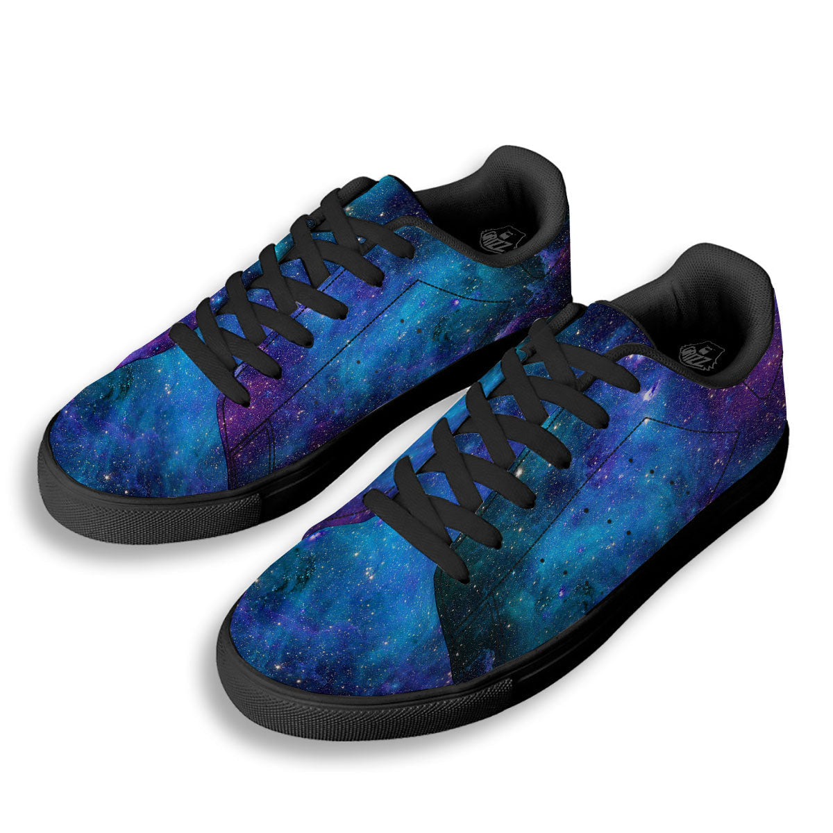 Space Nebula Print Black Low Top Sneakers-grizzshop