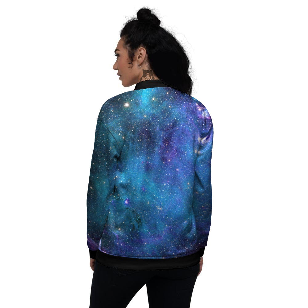 Space Nebula Print Women's Bomber Jacket-grizzshop