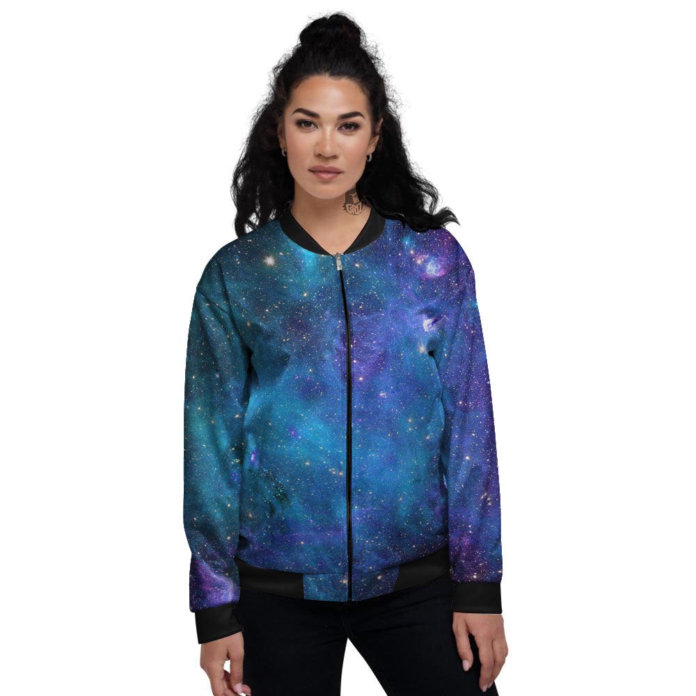 Space Nebula Print Women's Bomber Jacket-grizzshop