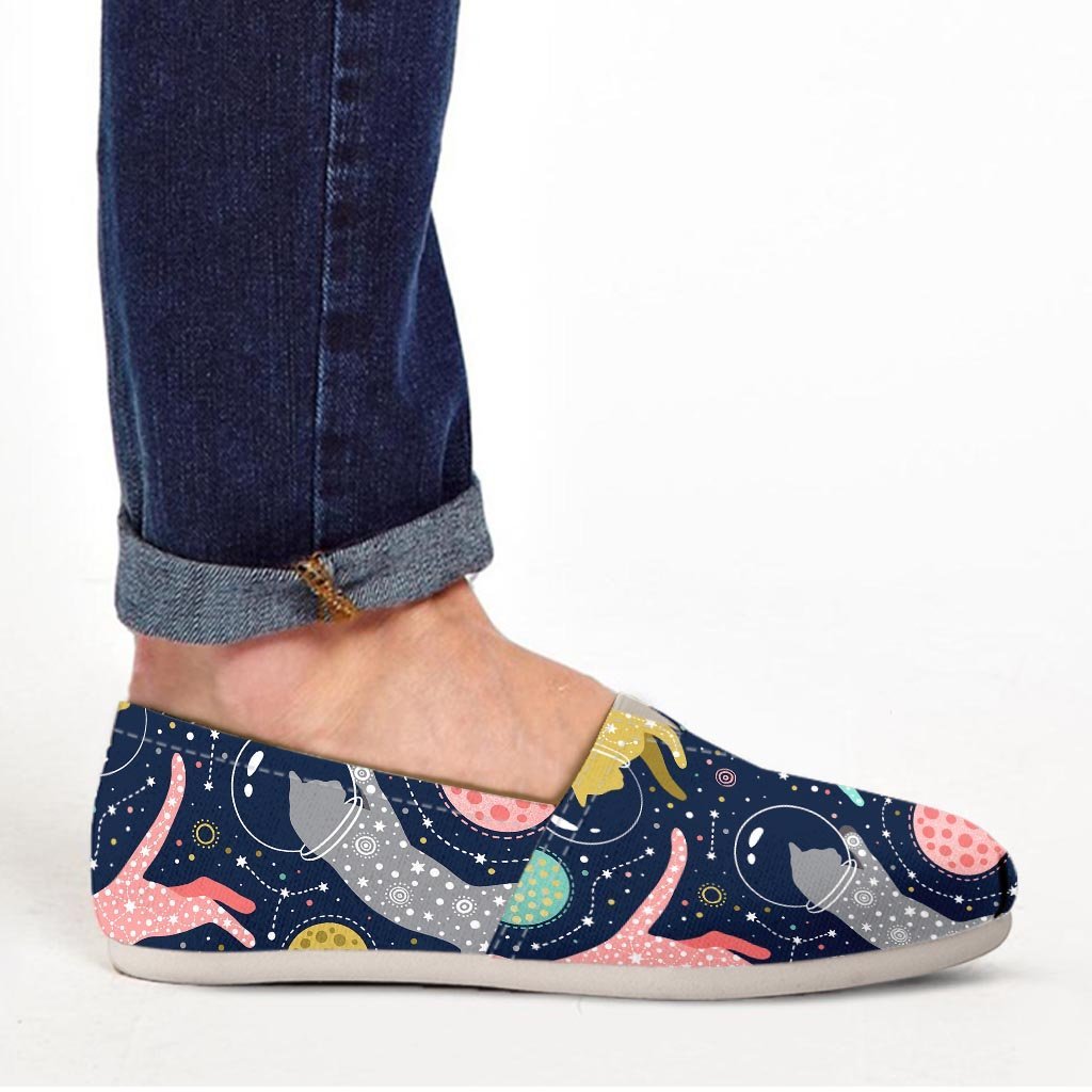 Space Cat Print Canvas Shoes-grizzshop