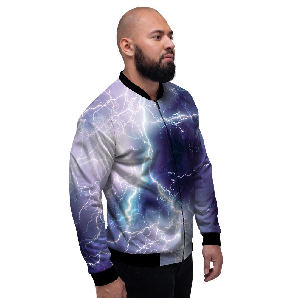 Spark Lightning Print Men's Bomber Jacket-grizzshop