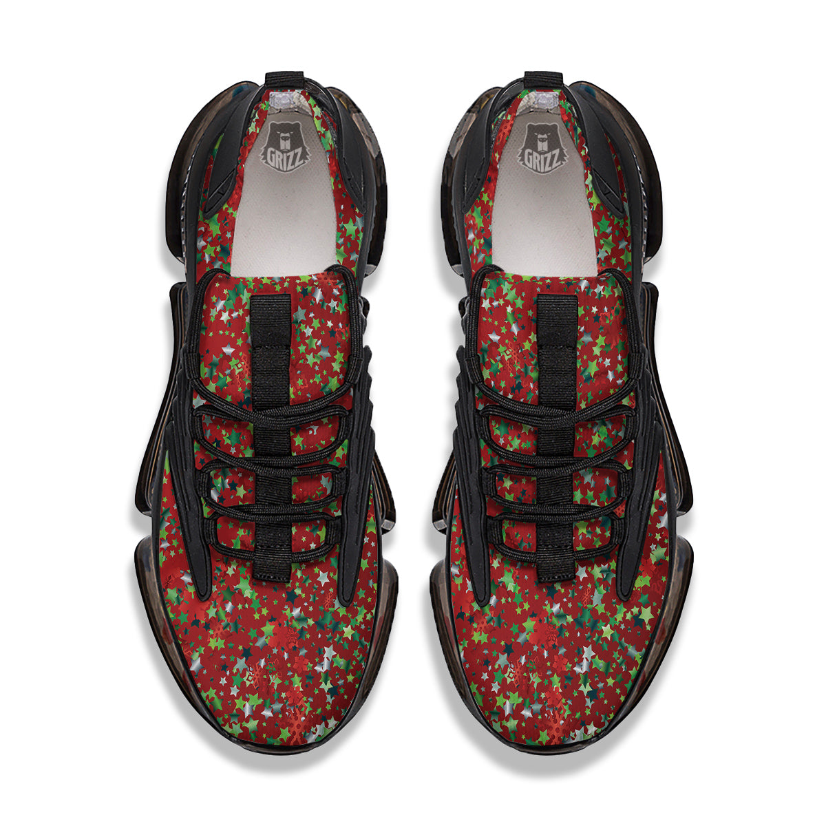 Sparkle Christmas Print Black Gym Shoes-grizzshop