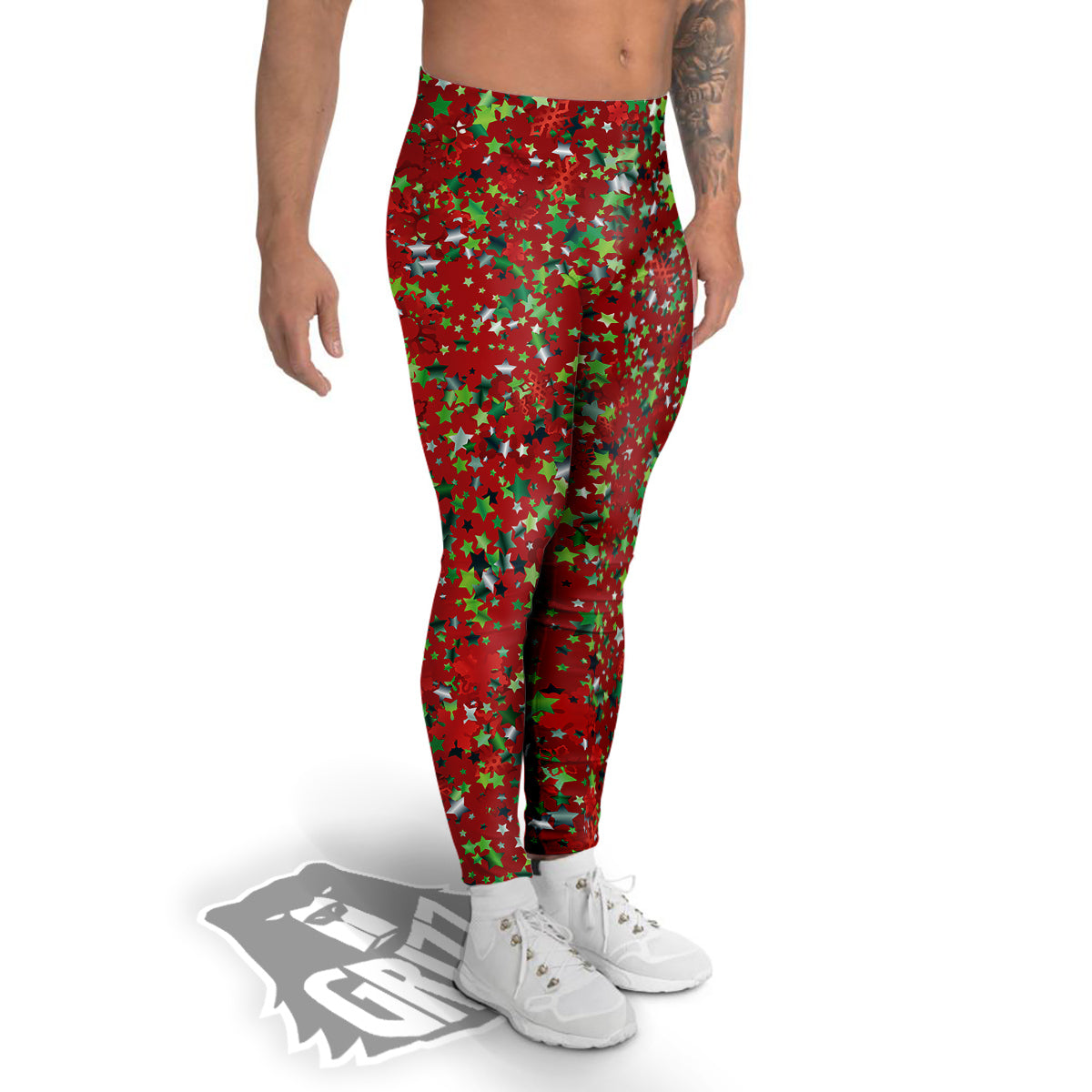 Sparkle Christmas Print Men's Leggings-grizzshop