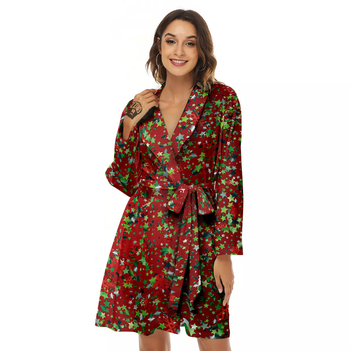 Sparkle Christmas Print Women's Robe-grizzshop