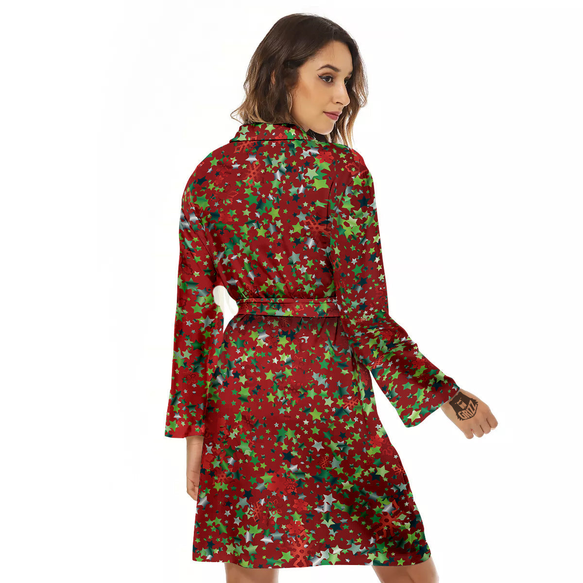 Sparkle Christmas Print Women's Robe-grizzshop