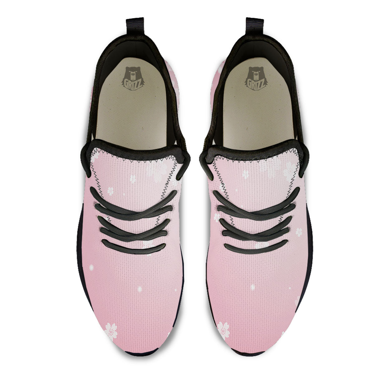 Sparkle Floral Print Black Athletic Shoes-grizzshop