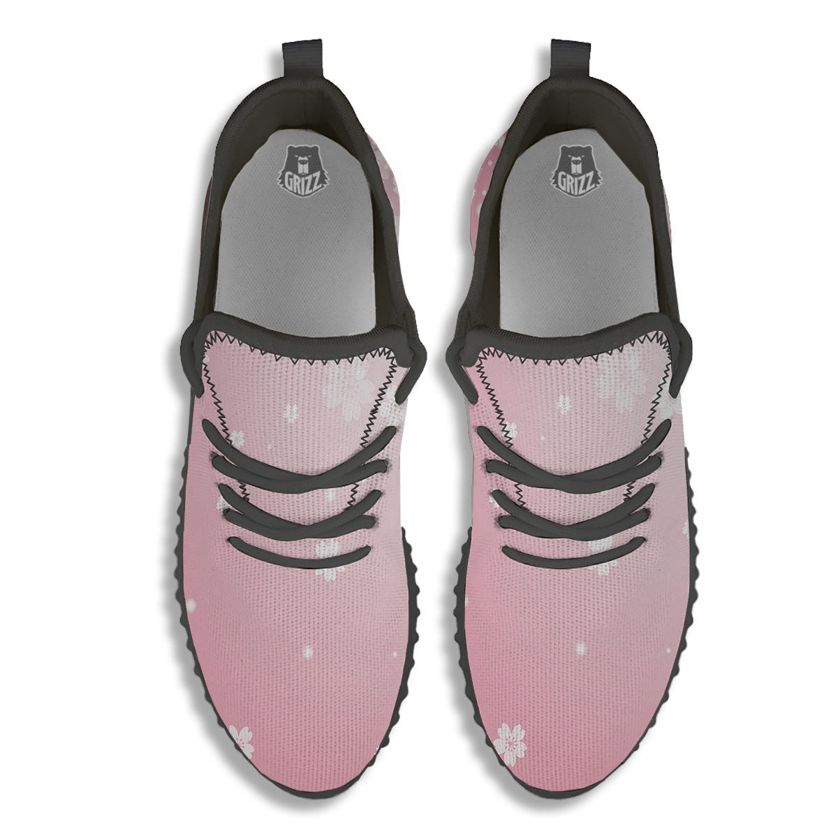 Sparkle Floral Print Black Walking Shoes-grizzshop