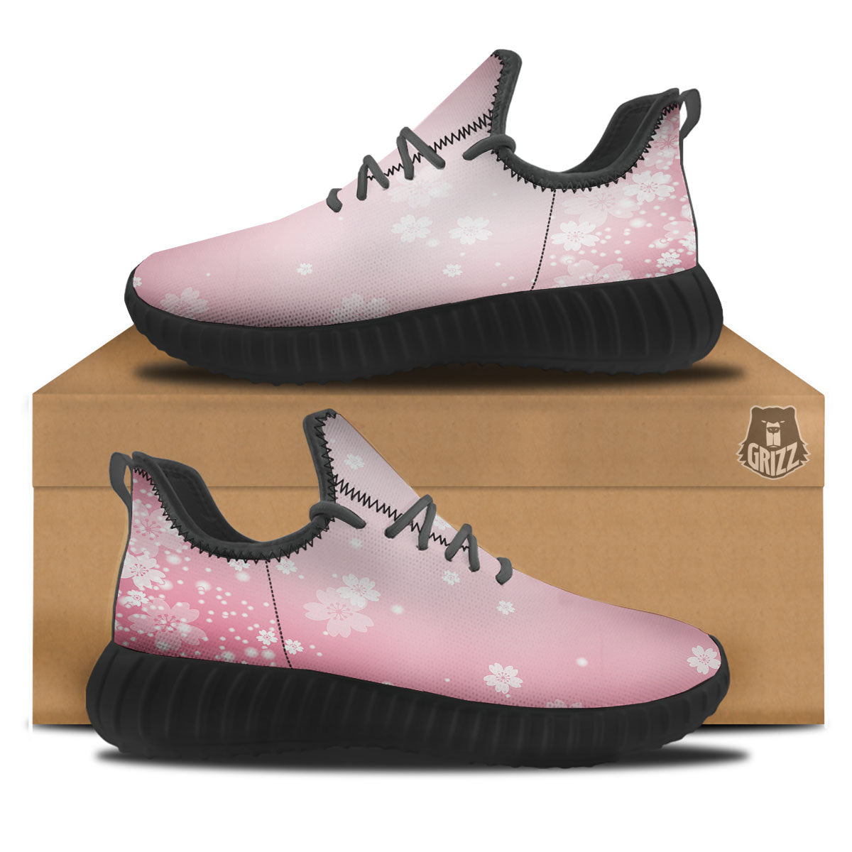 Sparkle Floral Print Black Walking Shoes-grizzshop